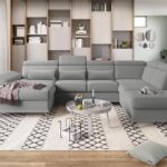 Fabrique Bossberry U-Shaped 7-Seater Suede Fabric Sofa Set – Modern, Luxurious, And Comfortable Furniture For Home Office, Guests, And Living Room – Light Grey”